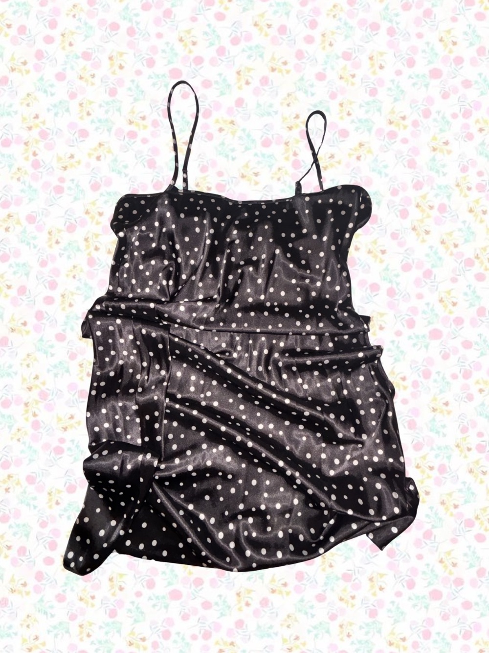 Black Polka Dot Slip Dress - Picture 3 of 4